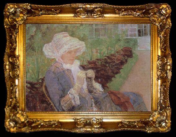 framed  Mary Cassatt Lydia Crocheting in the Garden at Marly, ta009-2